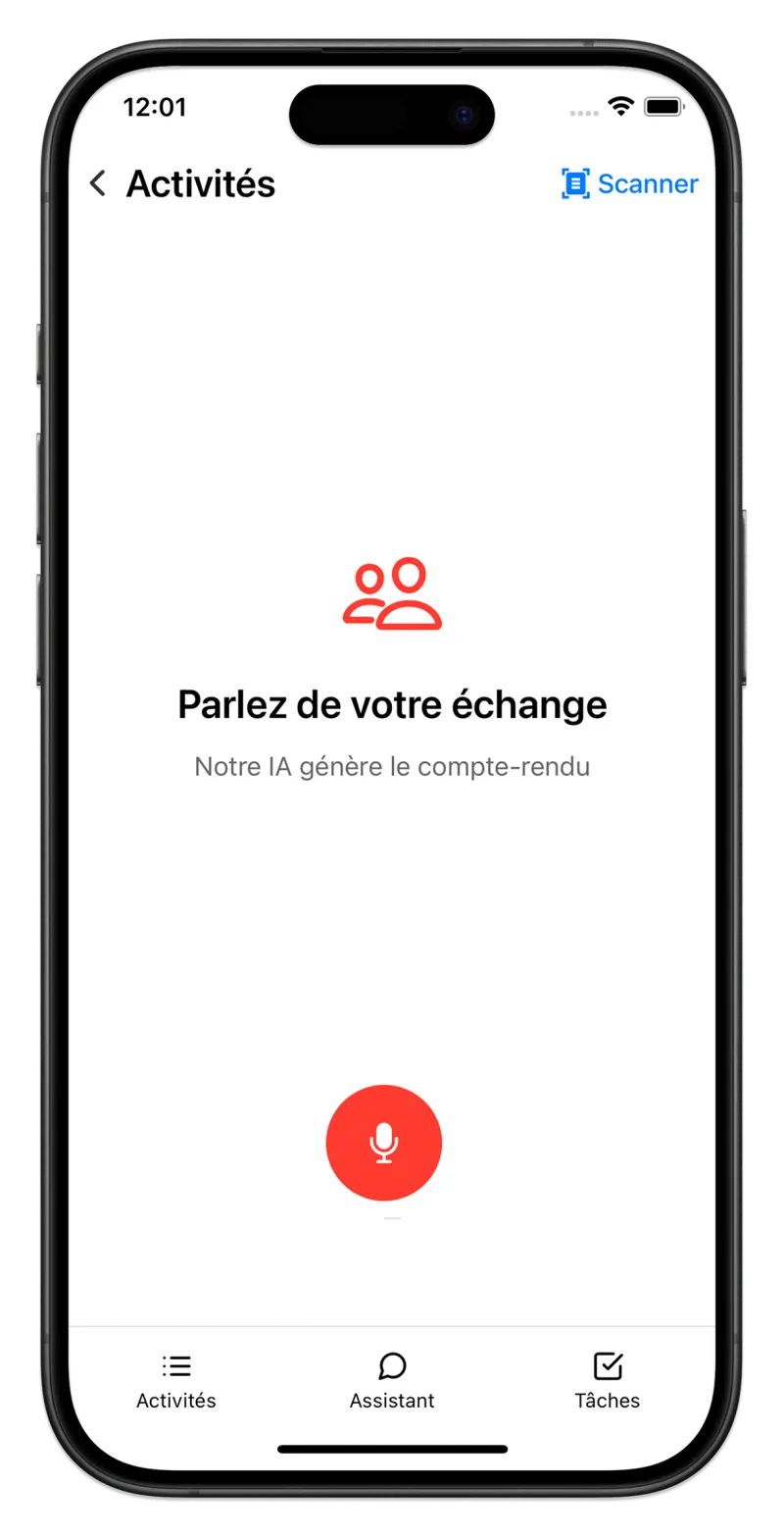 Capture de l'enregistrement vocal d'un compte-rendu