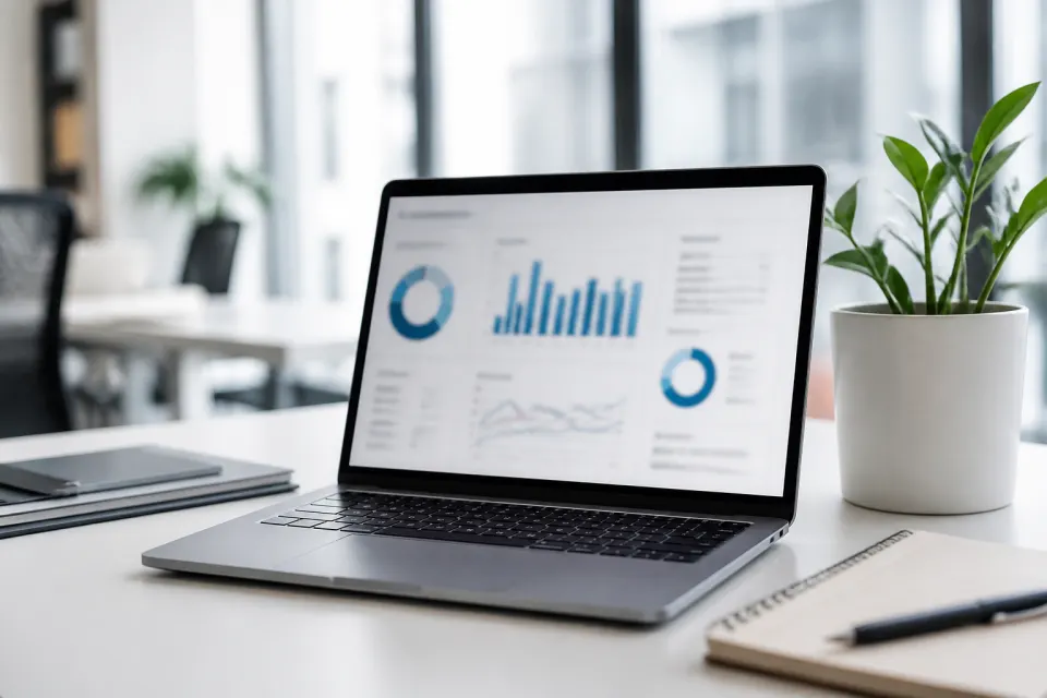 Ordinateur portable ouvert sur un bureau